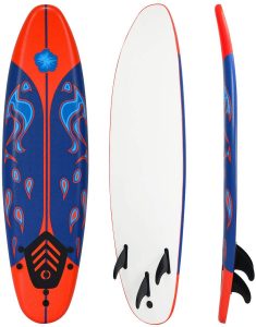 Giantex 6' Surfboard Surfing Surf Beach Ocean Body Foamie Board with Removable Fins