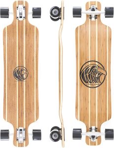 White Longboard Complete Bamboo Wave Skateboard